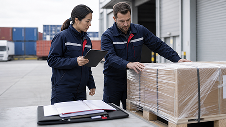 Shipping documents being reviewed