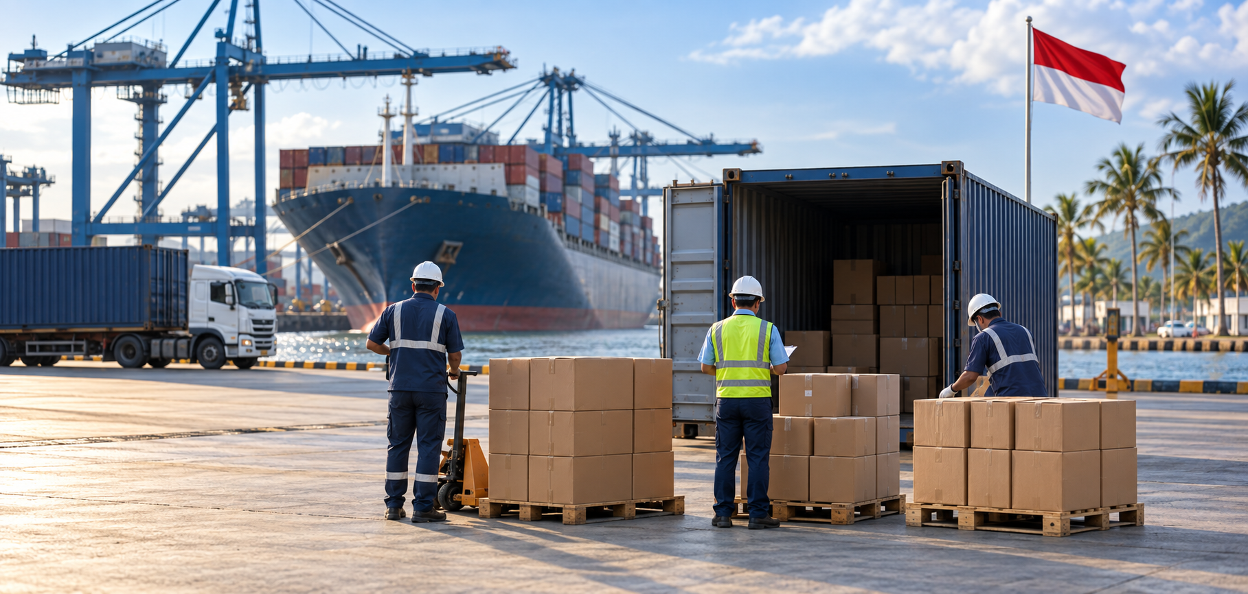 Indonesia-bound container shipment preparation