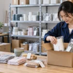 Illustrative sample collection scene for buyer and supplier coordination